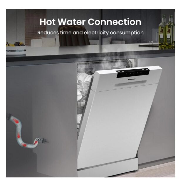 Hisense HS523E15WUK Slimline Dishwasher - White - 10 Place Settings