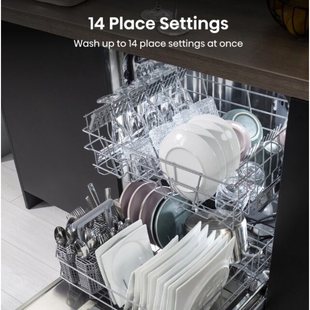 Hisense HS642D90WUK Full-Size Dishwasher - White - 14 Place Settings