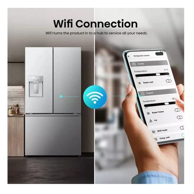 Hisense RF815N4SESE Total No Frost Plumbed American Fridge Freezer - Silver