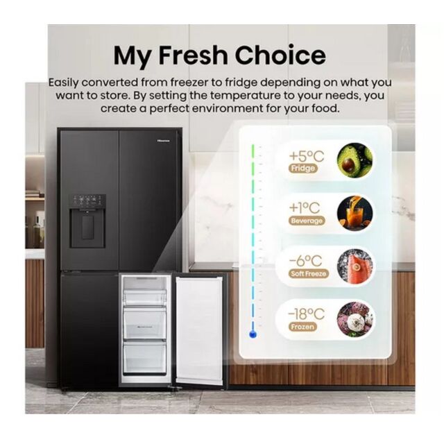 Hisense RQ5P470SYFD Total No Frost American Fridge Freezer - Black