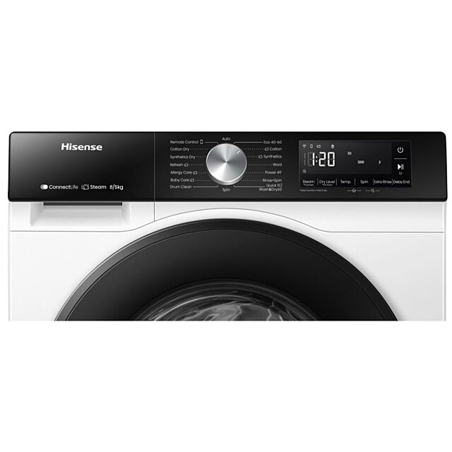 Hisense WD3S8043BW3 Wifi-Enabled 8Kg/5Kg 1400 Spin Washer Dryer - White
