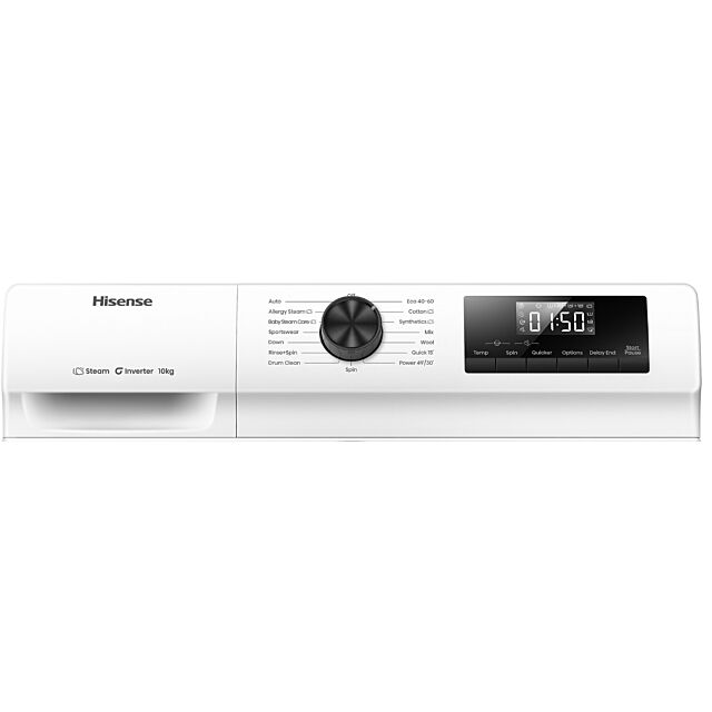 Hisense WF1Q1041BW 10Kg 1400 Spin, Steam Washing Machine - White