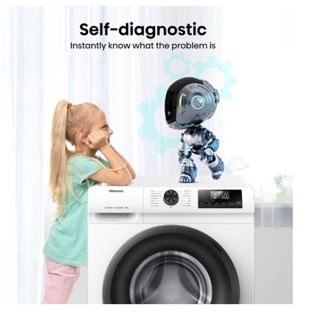 Hisense WF1Q1041BW 10Kg 1400 Spin, Steam Washing Machine - White