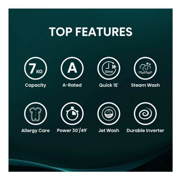 Hisense WF1Q7021BW 7Kg 1200 Spin, Steam Washing Machine - White