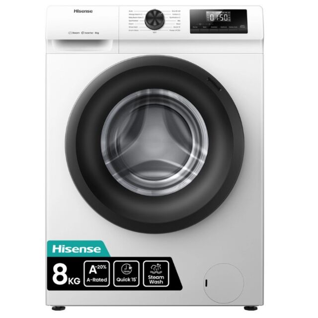 Hisense WF1Q8041BW 8Kg 1400 Spin, Steam Washing Machine - White