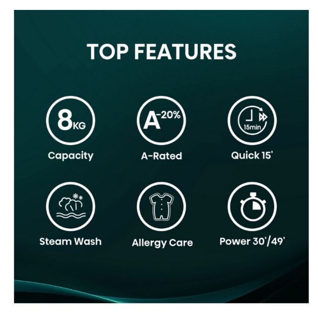 Hisense WF1Q8041BW 8Kg 1400 Spin, Steam Washing Machine - White