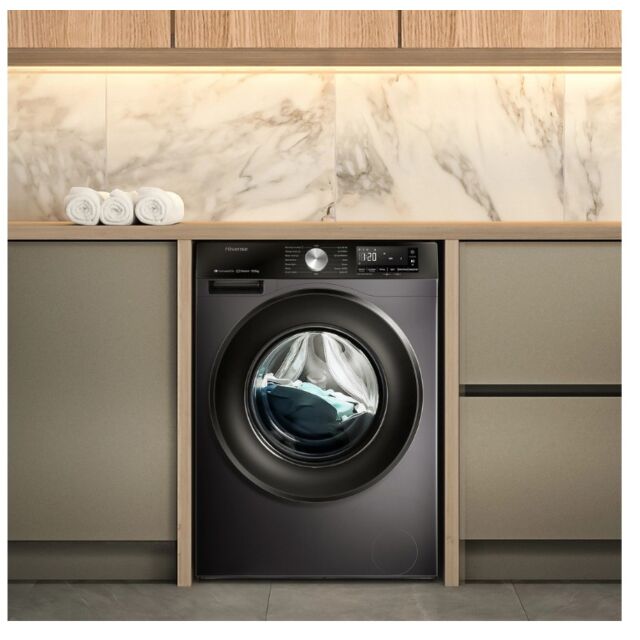Hisense WF3S1043BB3 10.5Kg 1400 Spin Steam Washing Machine - Black
