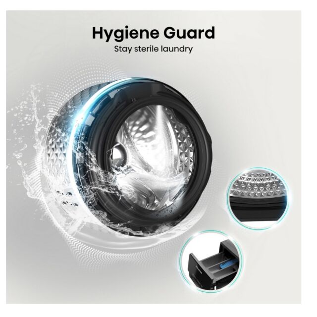 Hisense WF3S1043BB3 10.5Kg 1400 Spin Steam Washing Machine - Black