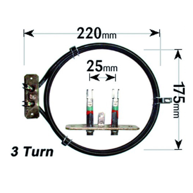 Homark, Candy, Delonghi Cooker Fan Oven Element 3 Turn 2500W ELE2015