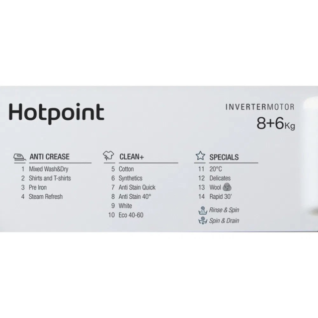 Hotpoint BIWDHG861485 Biwdhg861485 8Kg/6Kg 1400 Spin Integrated Washer Dryer - White