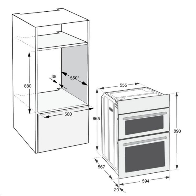 Hotpoint DIH10DIX 59.4Cm Built In Electric Double Oven - Silver