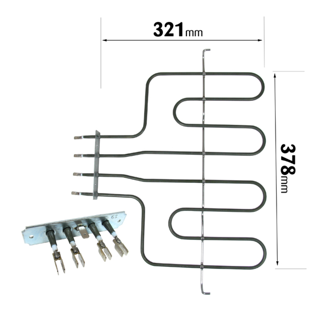 Indesit Cooker Oven Dual Grill Element ELE2124 pattern part