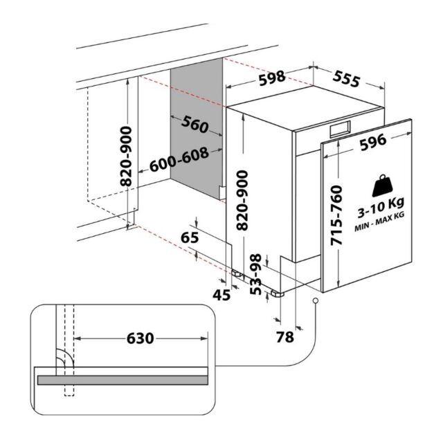 Hotpoint H7IC16M6UK Maxi Space H7ic16m6 Uk Integrated Dishwasher With Third Rack - 16 Place Settings