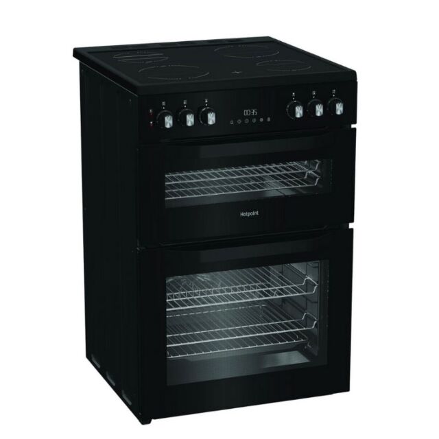 Hotpoint HDE6VDC2B1 60Cm Double Oven Electric Cooker With Ceramic Hob - Black