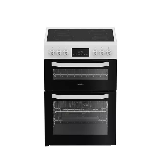 Hotpoint HDE6VDW 60Cm Double Electric Ceramic Cooker - White