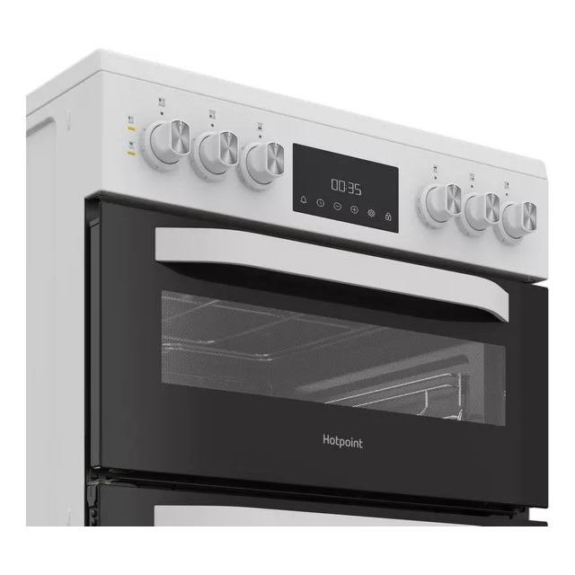 Hotpoint HDE6VDW 60Cm Double Electric Ceramic Cooker - White