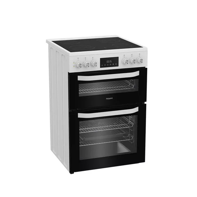 Hotpoint HDE6VDW 60Cm Double Electric Ceramic Cooker - White