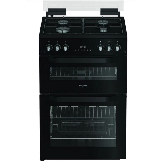 Hotpoint HDG6GDCB1 60Cm Double Oven Gas Cooker With Gas Hob - Black