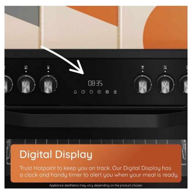 Hotpoint HDG6GDCB1 60Cm Double Oven Gas Cooker With Gas Hob - Black