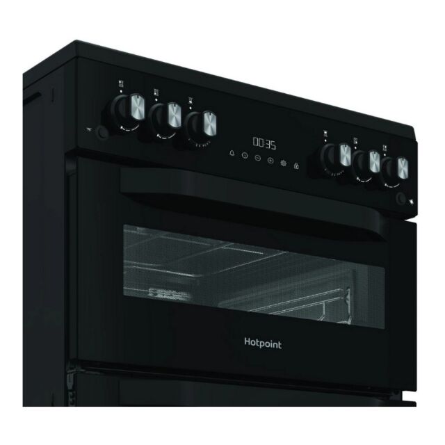 Hotpoint HDG6GDCB1 60Cm Double Oven Gas Cooker With Gas Hob - Black