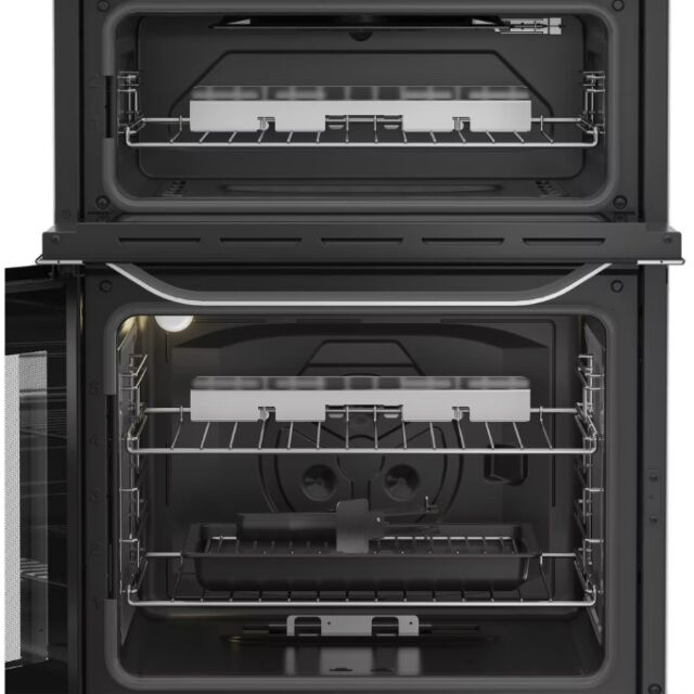Hotpoint HDG6GDCWX 60Cm Gas Double Oven Cooker With Glass Lid - Stainless Steel Finish