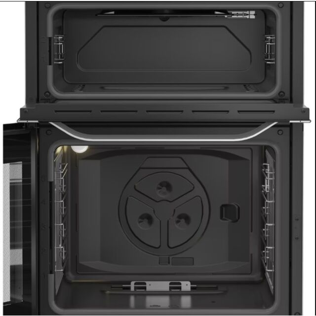Hotpoint HDG6GDCWX 60Cm Gas Double Oven Cooker With Glass Lid - Stainless Steel Finish