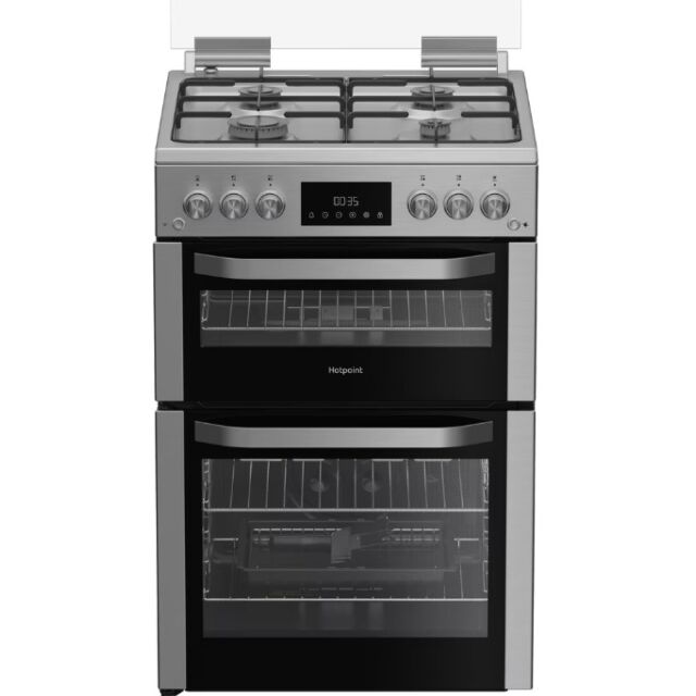 Hotpoint HDG6GDCX 60cm Double Oven Gas Cooker with Gas Hob - Stainless Steel