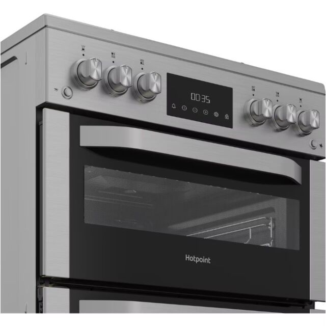 Hotpoint HDG6GDCX 60cm Double Oven Gas Cooker with Gas Hob - Stainless Steel