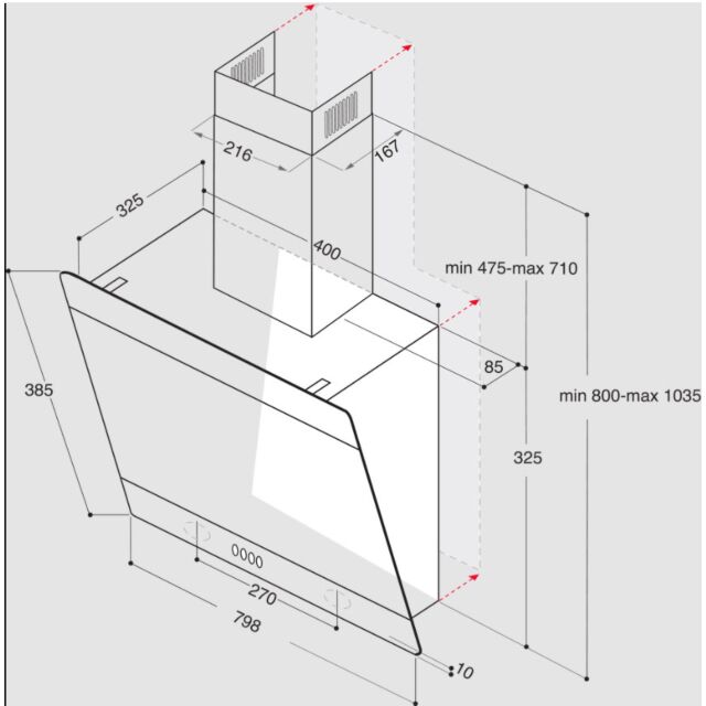 Hotpoint PHVP82FLTK Slanted Glass Cooker Hood