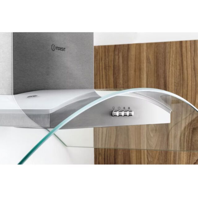 Indesit IHGC65LMX 60Cm Curved Glass Cooker Hood