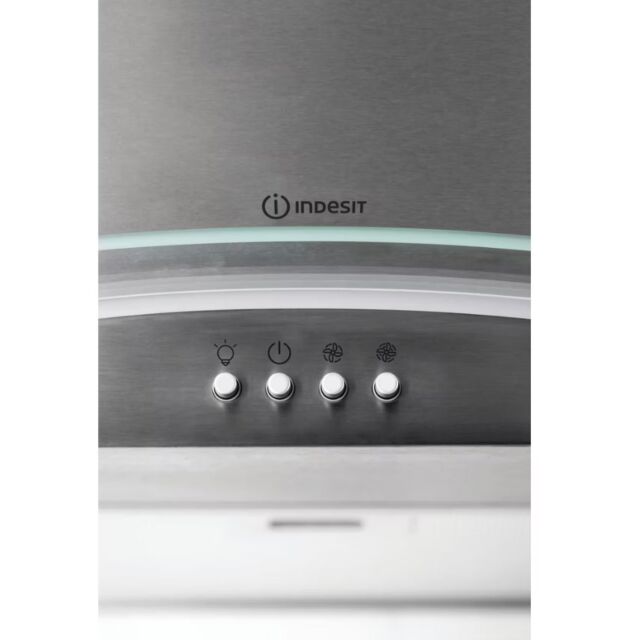 Indesit IHGC65LMX 60Cm Curved Glass Cooker Hood