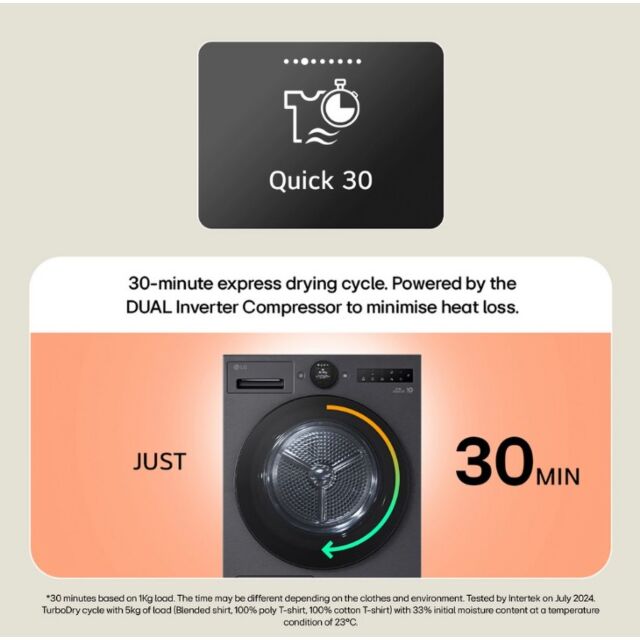 LG RHX5009TWB Series 5 Rhx5009twb 9Kg Heat Pump Tumble Dryer - White
