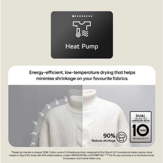 LG RHX5009TWB Series 5 Rhx5009twb 9Kg Heat Pump Tumble Dryer - White