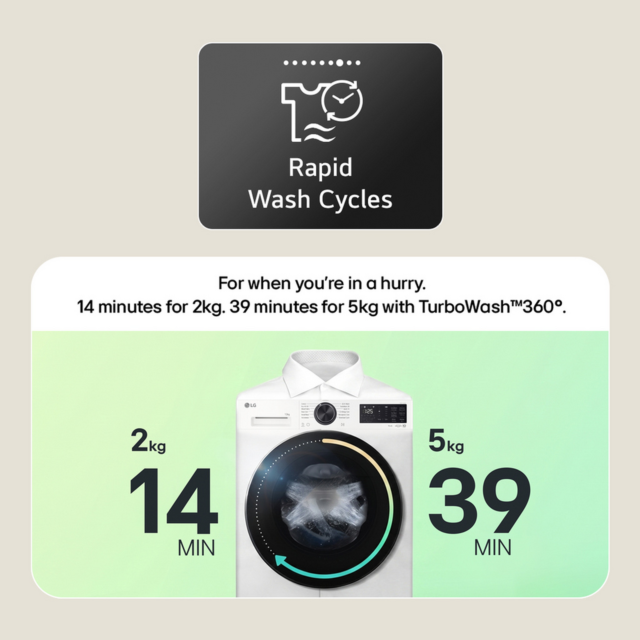LG W2X5085TLB Series 3 Ai Direct Drive W2x5085tlb 8 Kg Washer Dryer - White