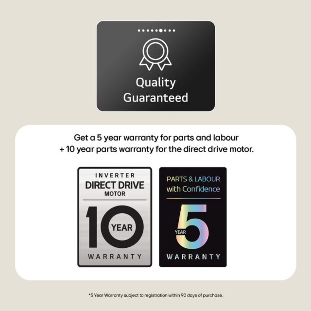 LG W2X5085TLB Series 3 Ai Direct Drive W2x5085tlb 8 Kg Washer Dryer - White