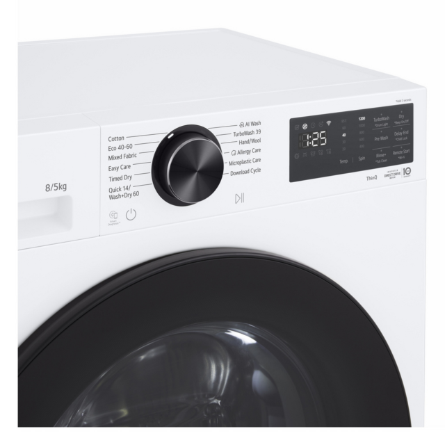 LG W2X5085TLB Series 3 Ai Direct Drive W2x5085tlb 8 Kg Washer Dryer - White