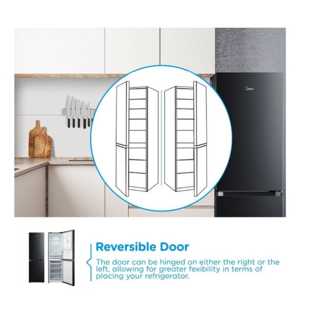 Midea MDRB379FGD30 54.7Cm 60/40 Total No Frost Fridge Freezer - Black
