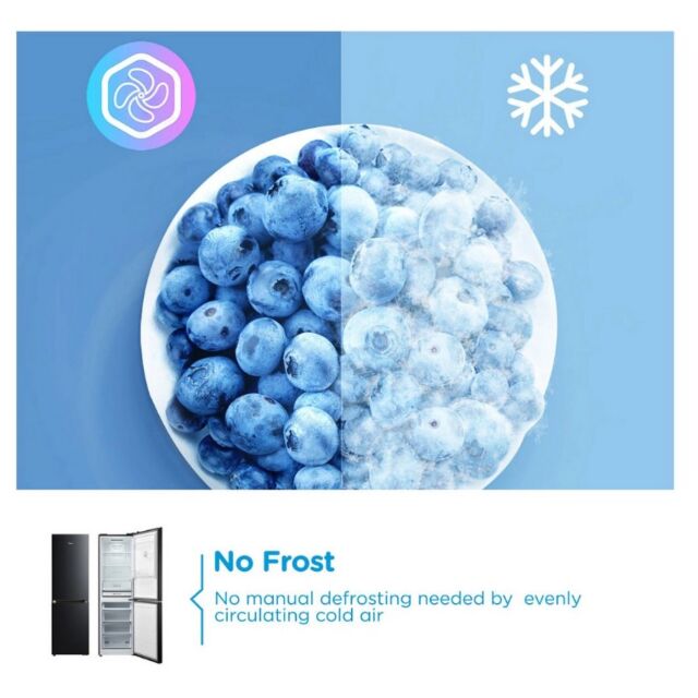 Midea MDRB379FGD30 54.7Cm 60/40 Total No Frost Fridge Freezer - Black