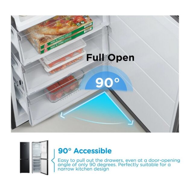 Midea MDRB379FGD30 54.7Cm 60/40 Total No Frost Fridge Freezer - Black