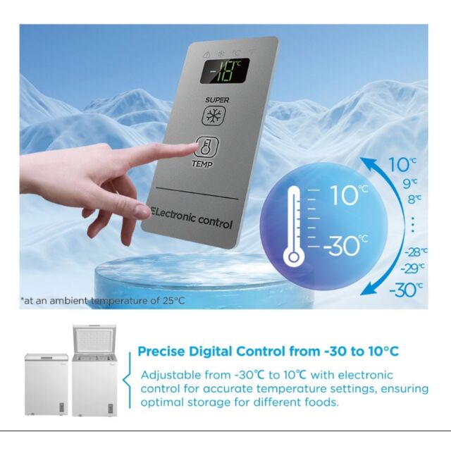 Midea MDRC211FZE01 143 Ltr Static Chest Freezer - White