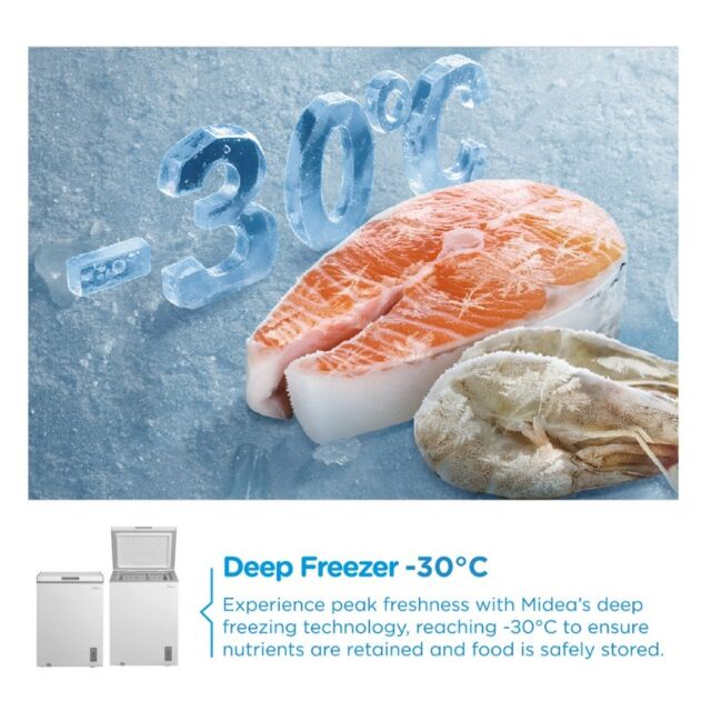 Midea MDRC211FZE01 143 Ltr Static Chest Freezer - White