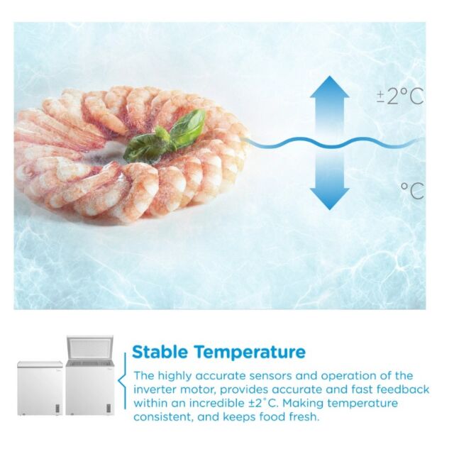 Midea MDRC284FZE01 198 Ltr Static Chest Freezer - White