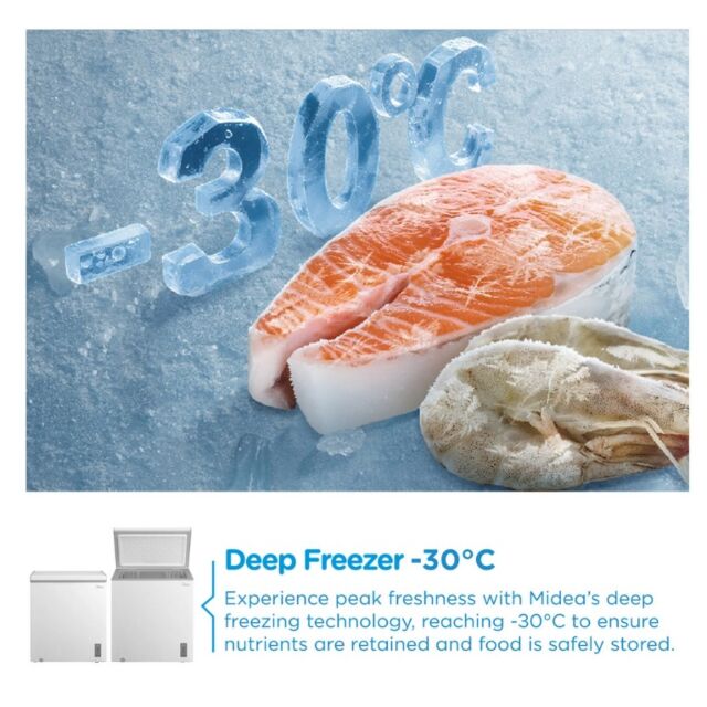 Midea MDRC284FZE01 198 Ltr Static Chest Freezer - White