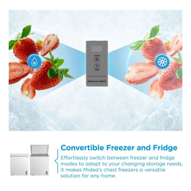 Midea MDRC284FZE01 198 Ltr Static Chest Freezer - White