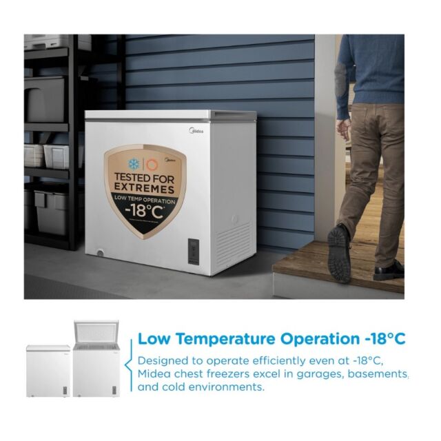Midea MDRC284FZE01 198 Ltr Static Chest Freezer - White