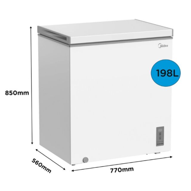 Midea MDRC284FZE01 198 Ltr Static Chest Freezer - White