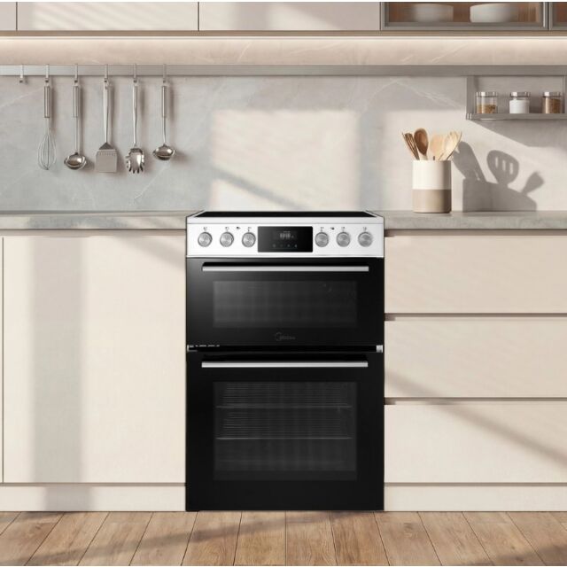 Midea MFO24EME4R118-W H 60Cm Double Oven Cooker With Ceramic Hob - White