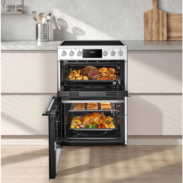 Midea MFO24EME4R118-W H 60Cm Double Oven Cooker With Ceramic Hob - White
