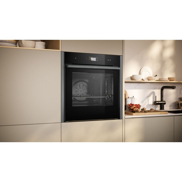 Neff B64VS71G0B N 90, Built-in oven with added steam function, 60 x 60 cm, Graphite-Grey, Hide & Slide, Pyrolytic Oven