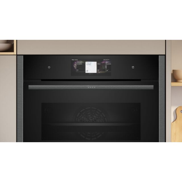 Neff C24FT53G0B Electronic N 90 Built-in compact oven with steam function - 60 x 45 cm - Graphite-Grey